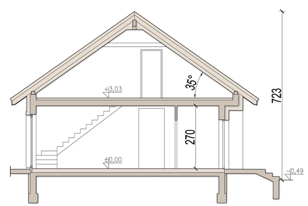 Przekrój domu jednorodzinnego Irys