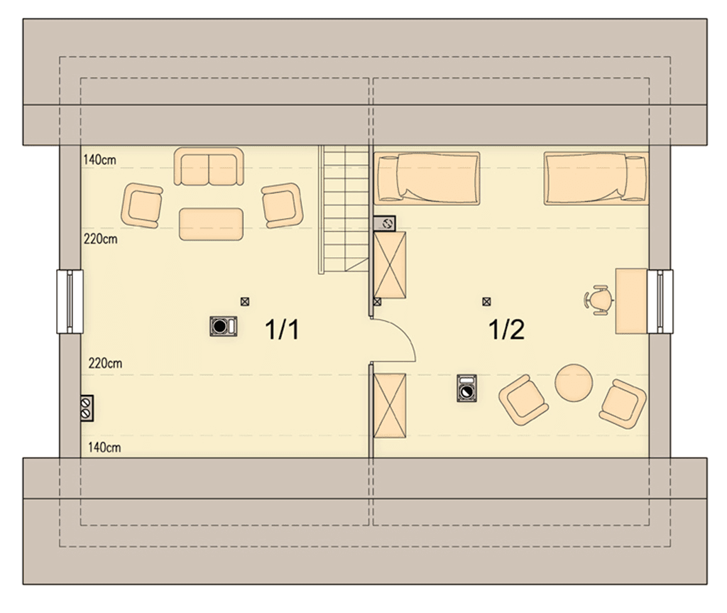 Rzut poddasza domu jednorodzinnego Irys