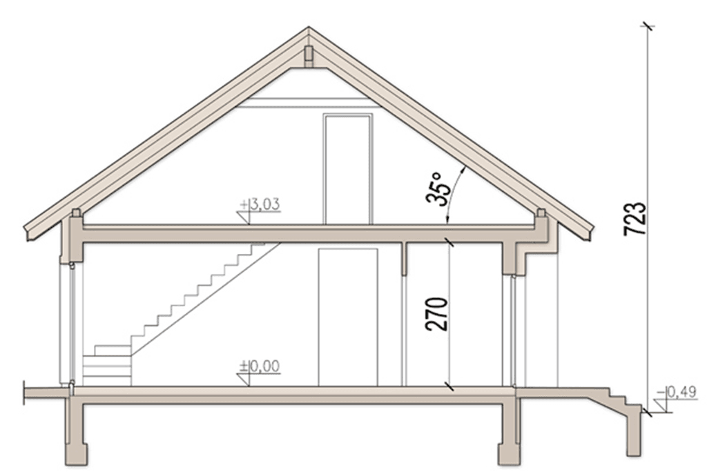 przekrój domu jednorodzinnego Irys G1