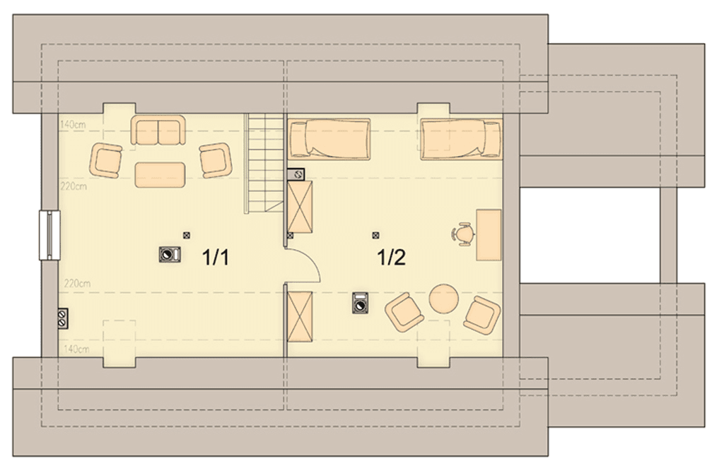 rzut poddasza domu jednorodzinnego Irys G1