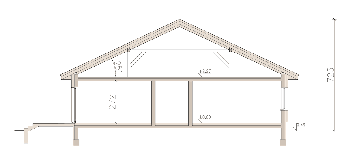 Przekrój domu jednorodzinnego Kalwados 2
