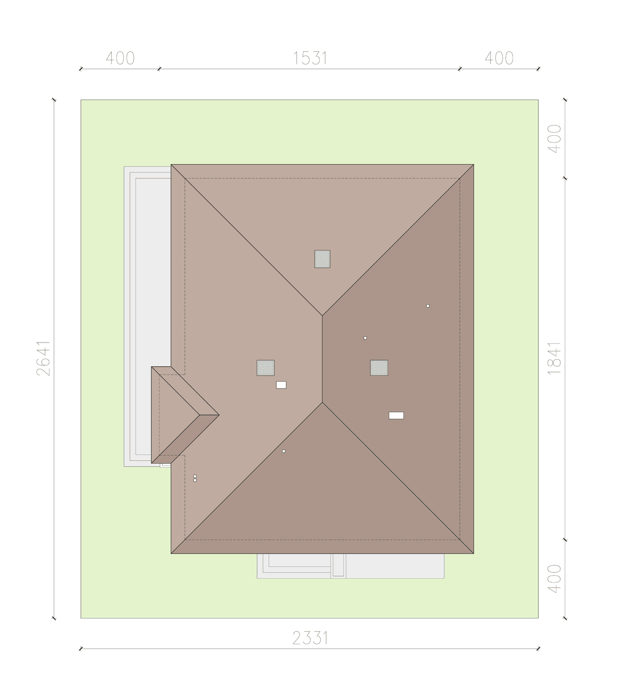 Rzut usytuowania domu jednorodzinnego Kalwados 2 na działce