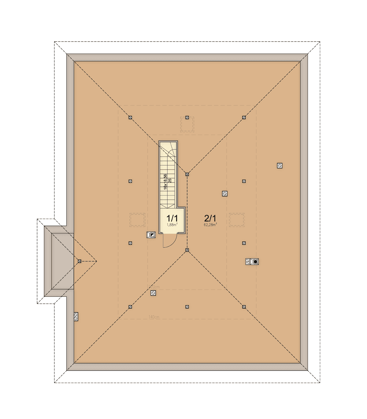 Rzut strychu domu jednorodzinnego Kawlados 2