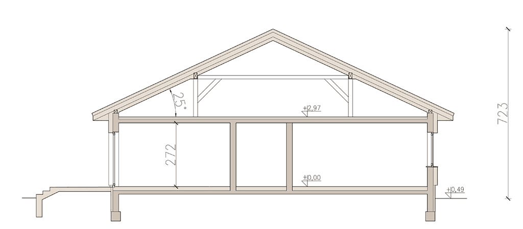Przekrój domu jednorodzinnego Kalwados