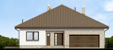 Elewacja frontowa domu jednorodzinnego Kalwados