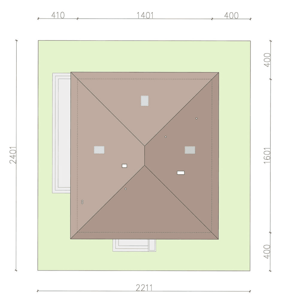 Rzut usytuowania domu jednorodzinnego Kalwados na działce