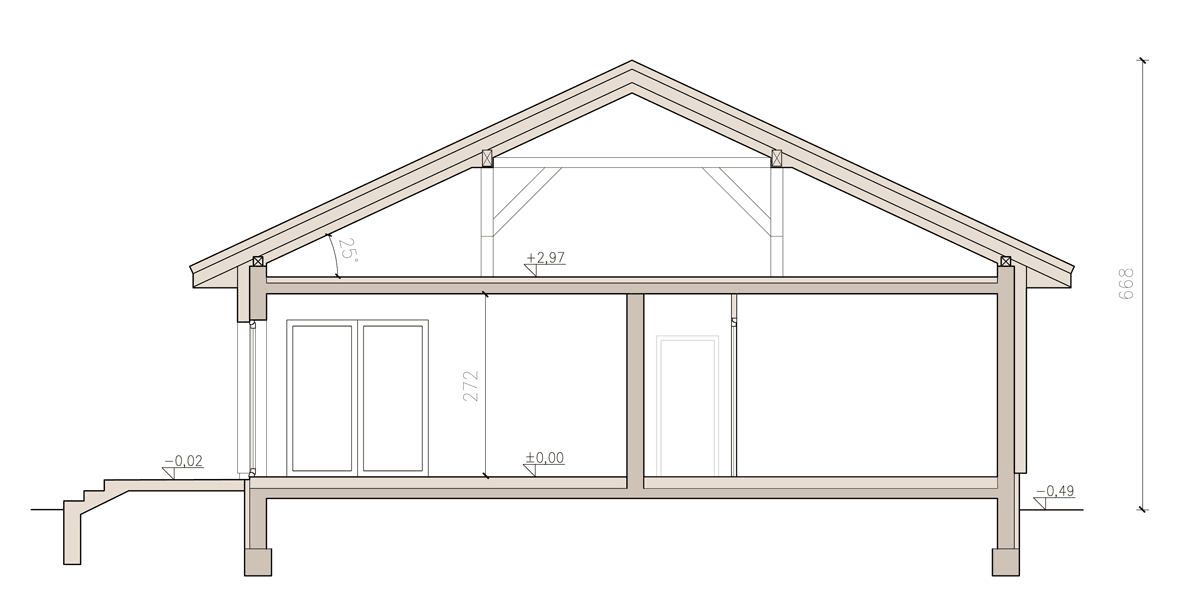 przekrój domu jednorodzinnego Kalwados 3
