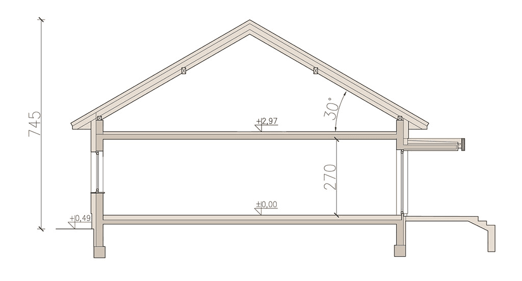 przekrój domu jednorodzinnego Kalwados modern