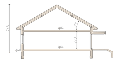 przekrój domu jednorodzinnego Kalwados modern