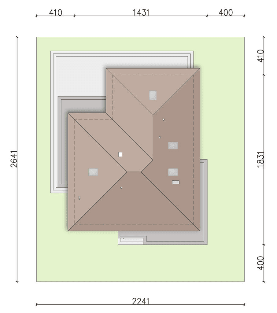 rzut usytuowania domu jednorodzinnego Kalwados modern