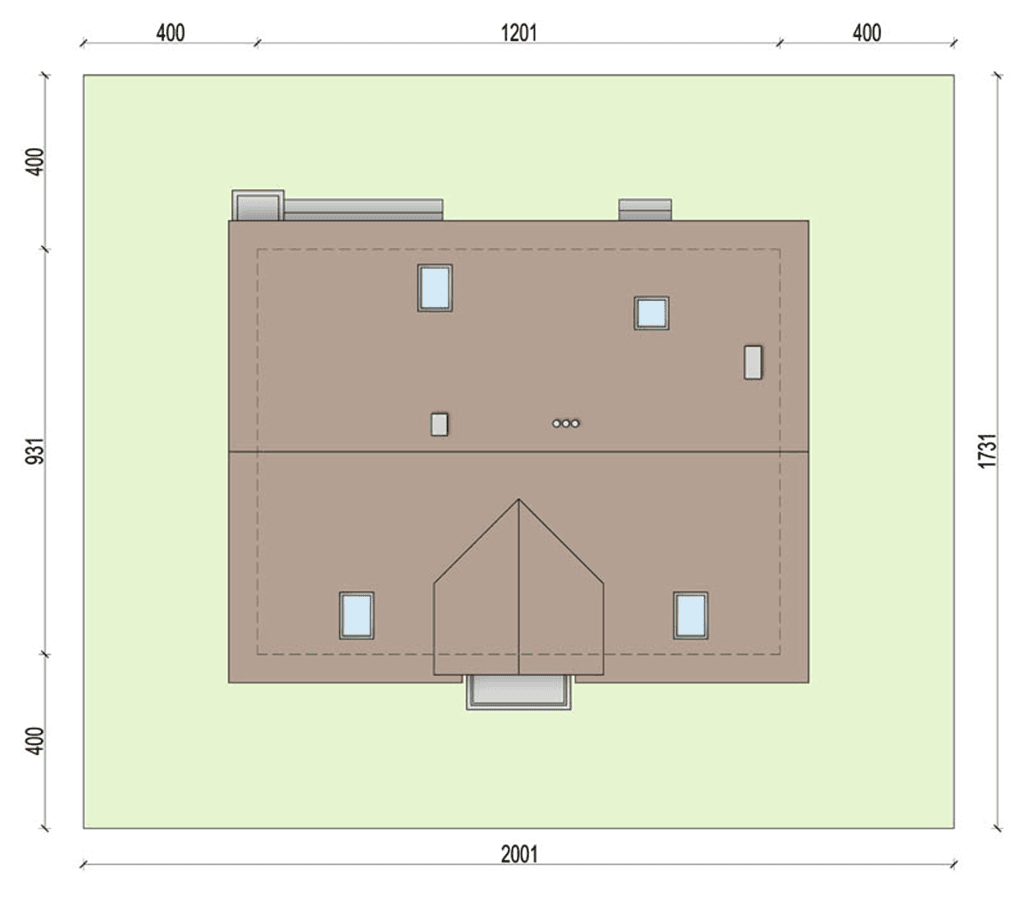 Rzut usytuowania domu jednorodzinnego Kardamon 2 na działce