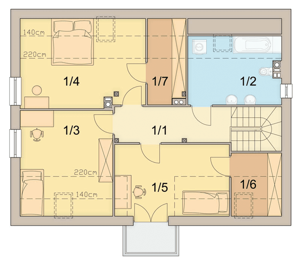 Rzut poddasza domu jednorodzinnego Kardamon 2