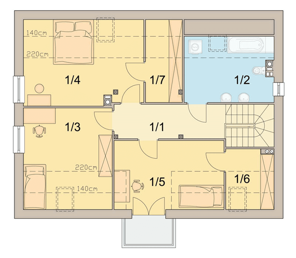 Rzut poddasza domu jednorodzinnego Kardamon 3