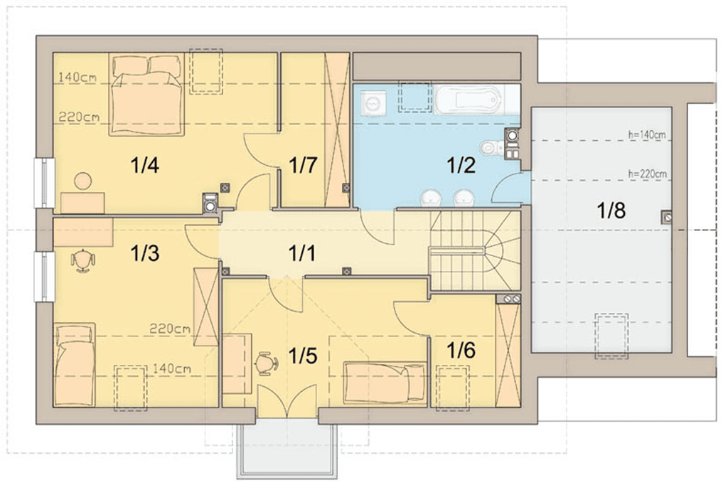Rzut poddasza domu jednorodzinnego Kardamon 3 G1