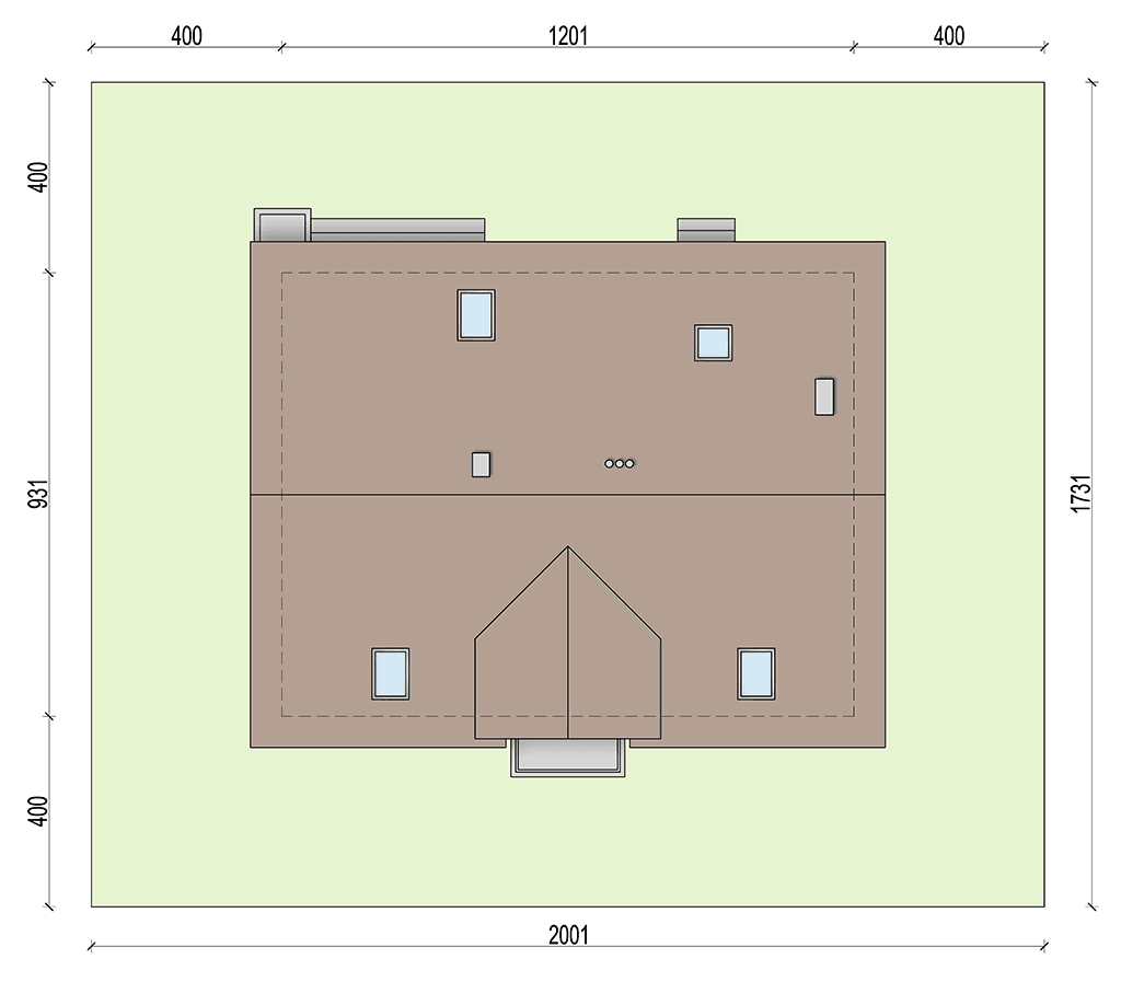 Rzut usytuowania domu jednorodzinnego Kardamon na działce