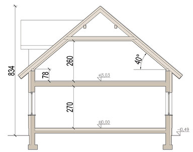 Przekrój domu jednorodzinnego Kardamon