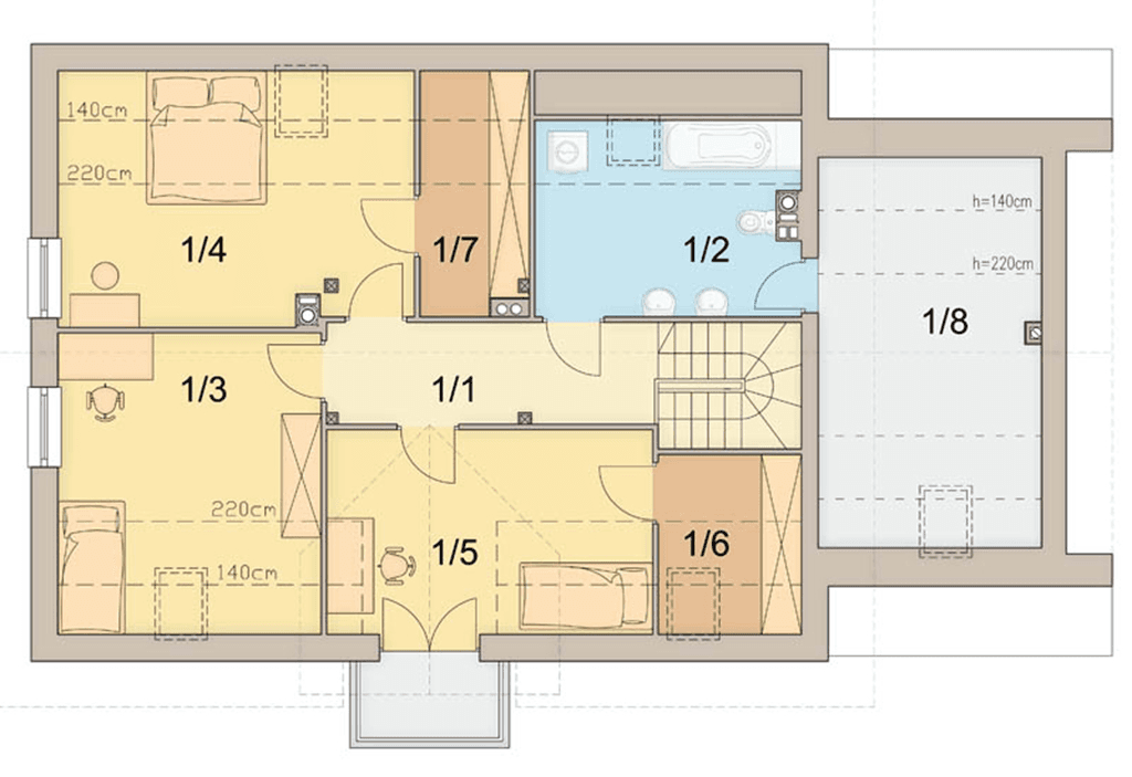 Rzut poddasza domu jednorodzinnego Kardamon G1