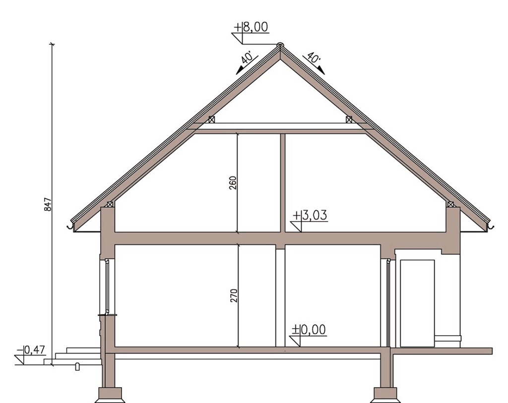 przekrój domu jednorodzinnego Karmel