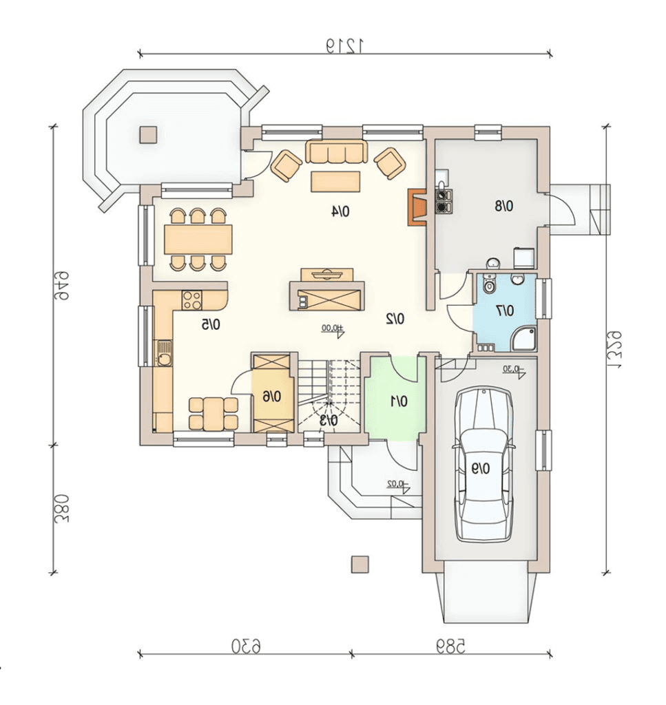 rzut parteru domu jednorodzinnego Karmel