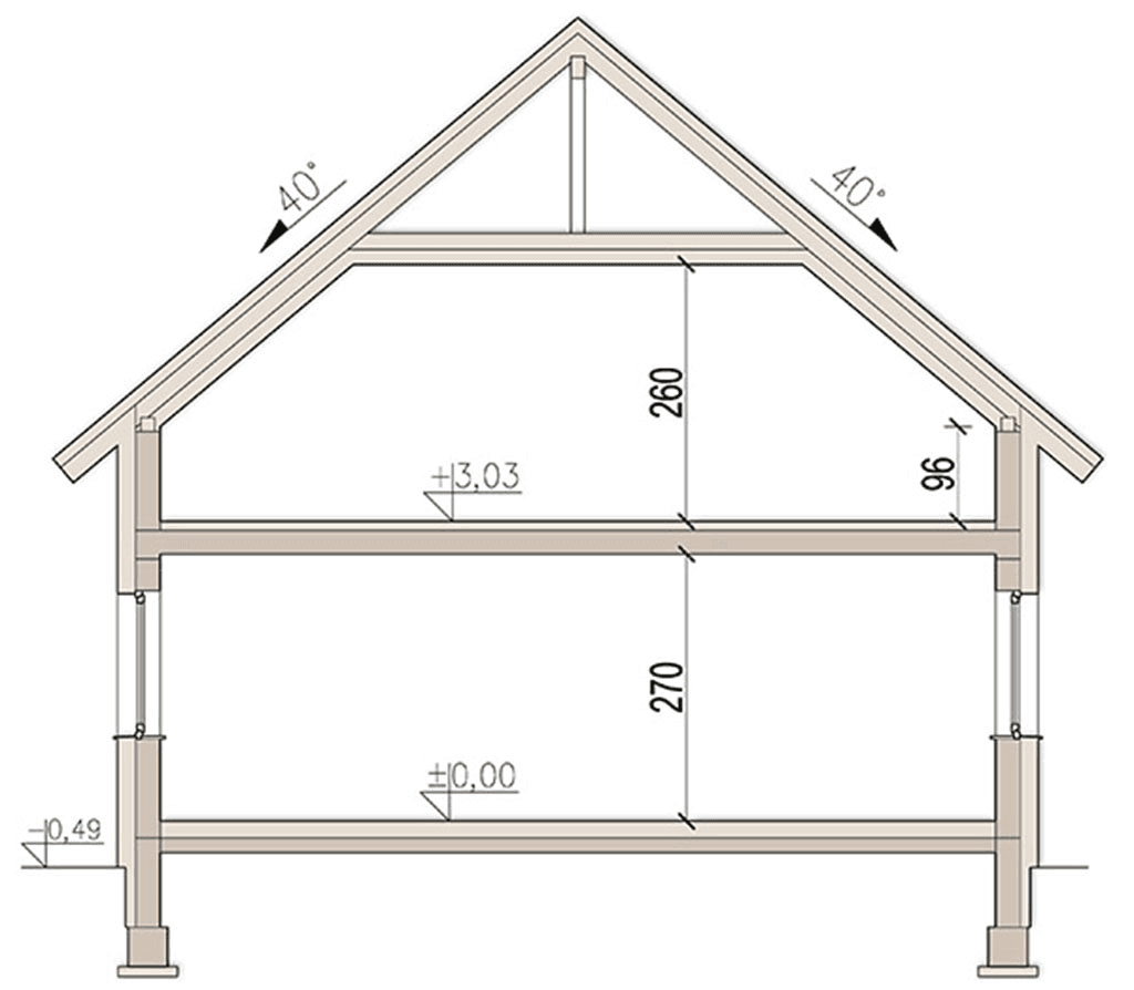 Przekrój domu jednorodzinnego Kiwi 3