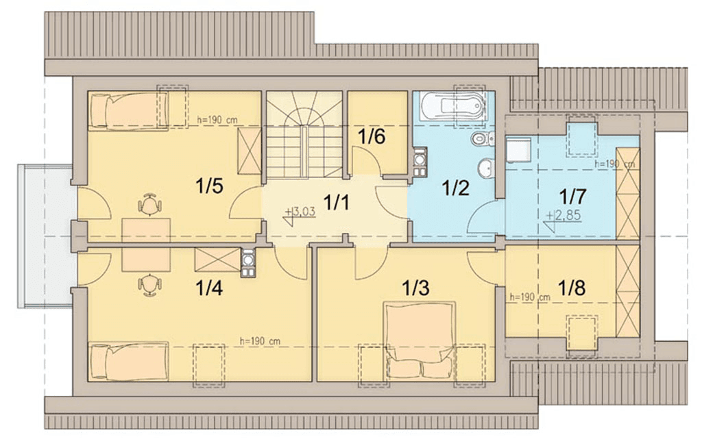 rzut poddasza domu jednorodzinnego Kiwi 2