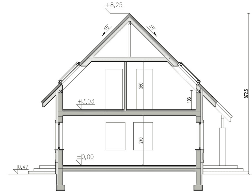 przekrój domu jednorodzinnego Kiwi