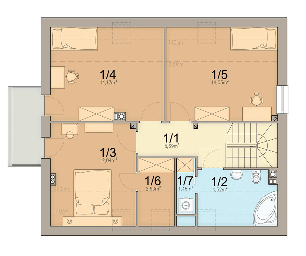 Rzut poddasza domu jednorodzinnego Kiwi 4