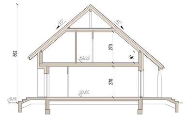 Przekrój domu jednorodzinnego Kiwi 4