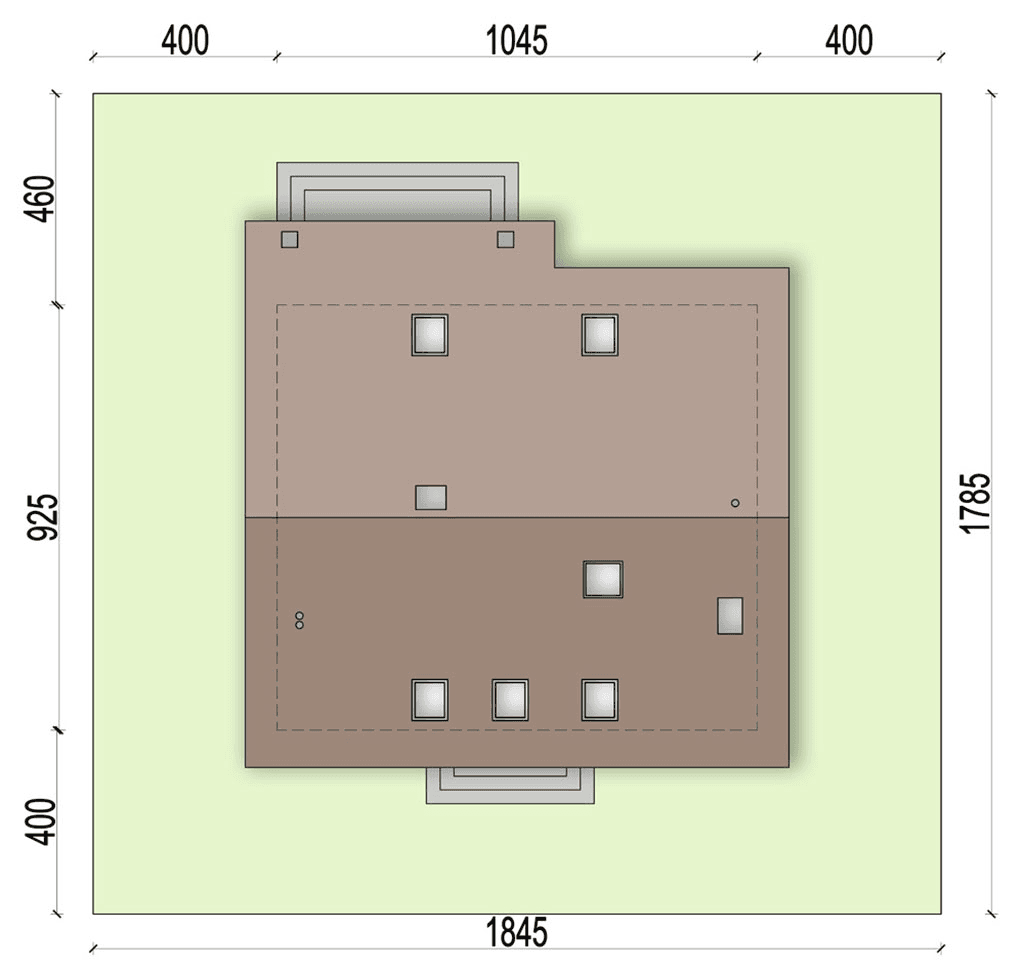 Rzut usytuowania domu jednorodzinnego Kiwi 4 na działce