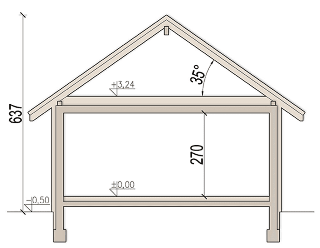 przekrój domu jednorodzinnego Kokos