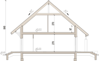 Przekrój domu jednorodzinnego Kornetto