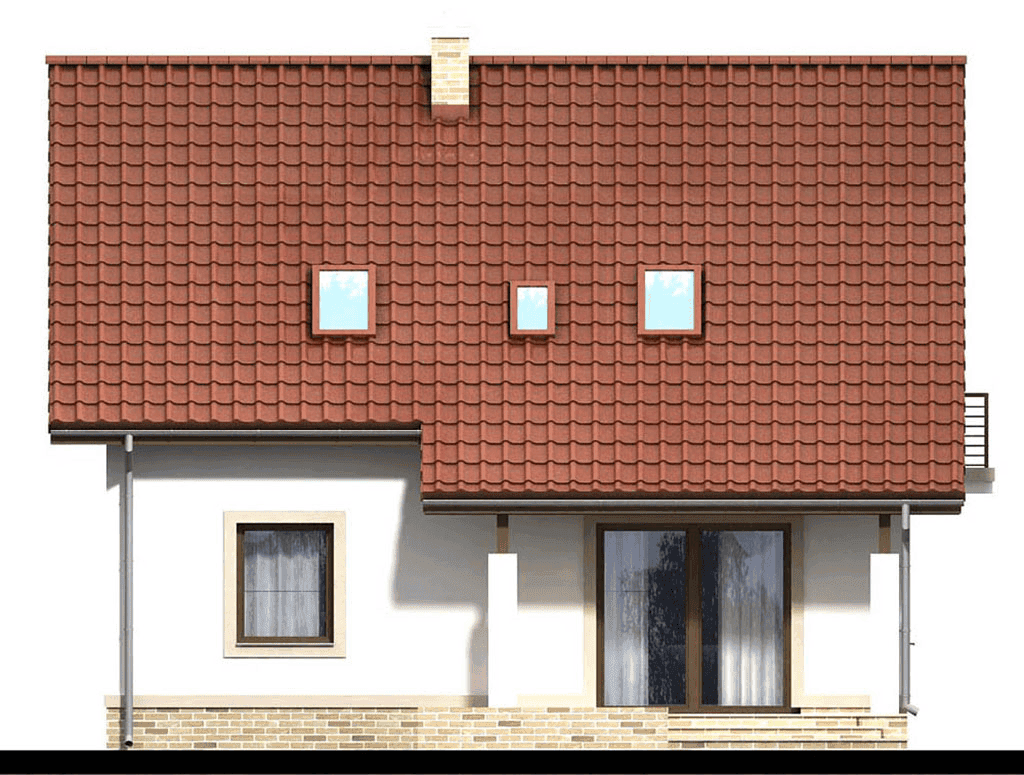 Elewacja prawa domu jednorodzinnego Kornetto