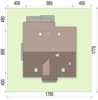 Rzut usytuowania domu jednorodzinnego Kornetto na działce