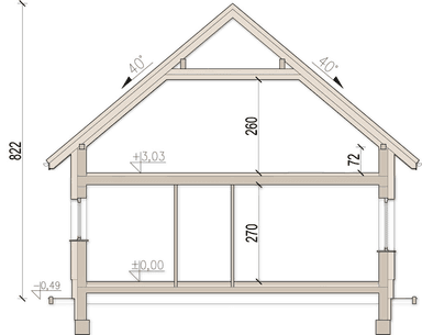 Przekrój domu jednorodzinnego Kortado