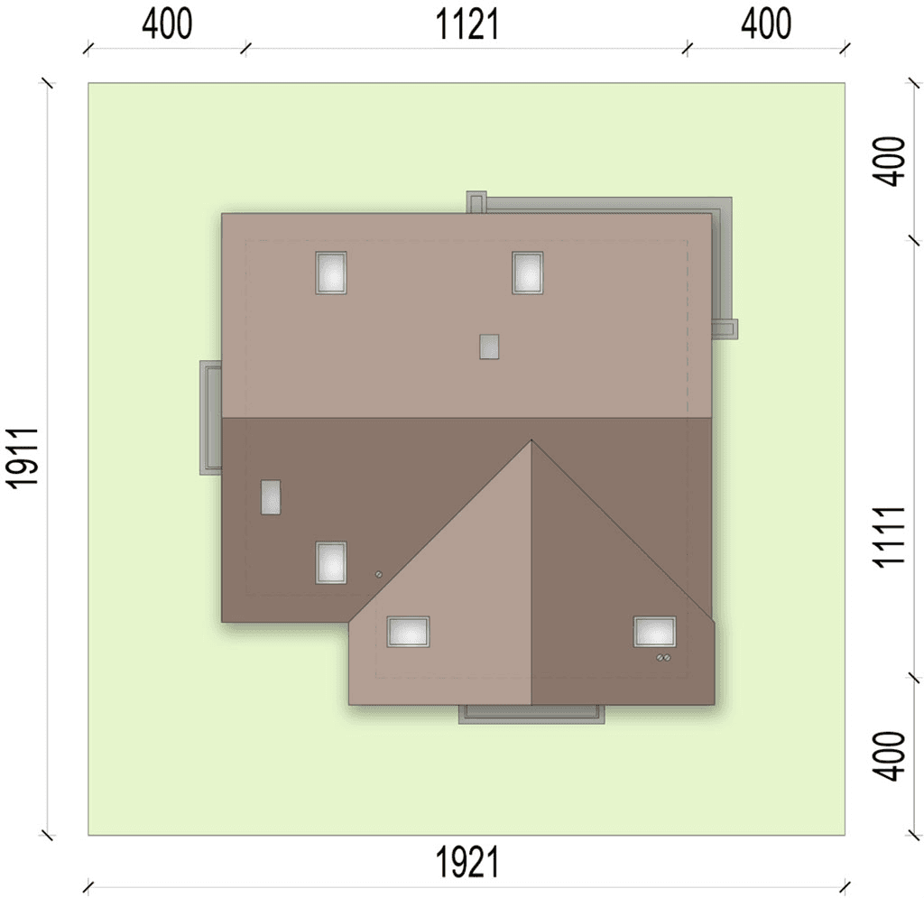 Rzut usytuowania domu jednorodzinnego Kortado na działce
