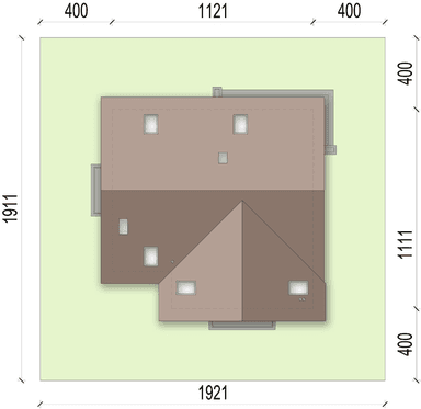 Rzut usytuowania domu jednorodzinnego Kortado na działce