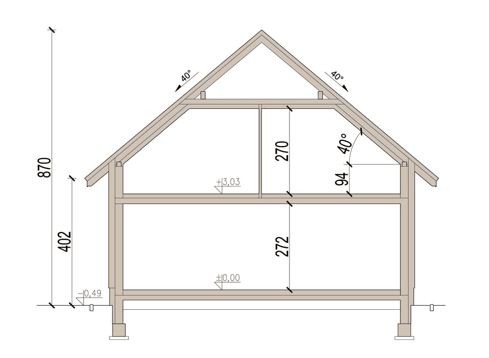 Przekrój domu jednorodzinnego Leonardo