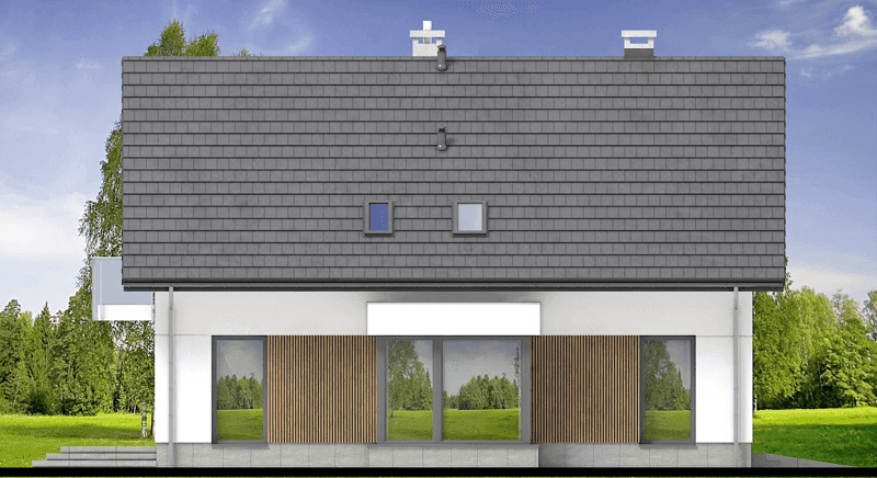 Elewacja prawa domu jednorodzinnego Leonardo