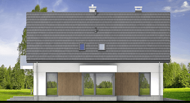 Elewacja prawa domu jednorodzinnego Leonardo