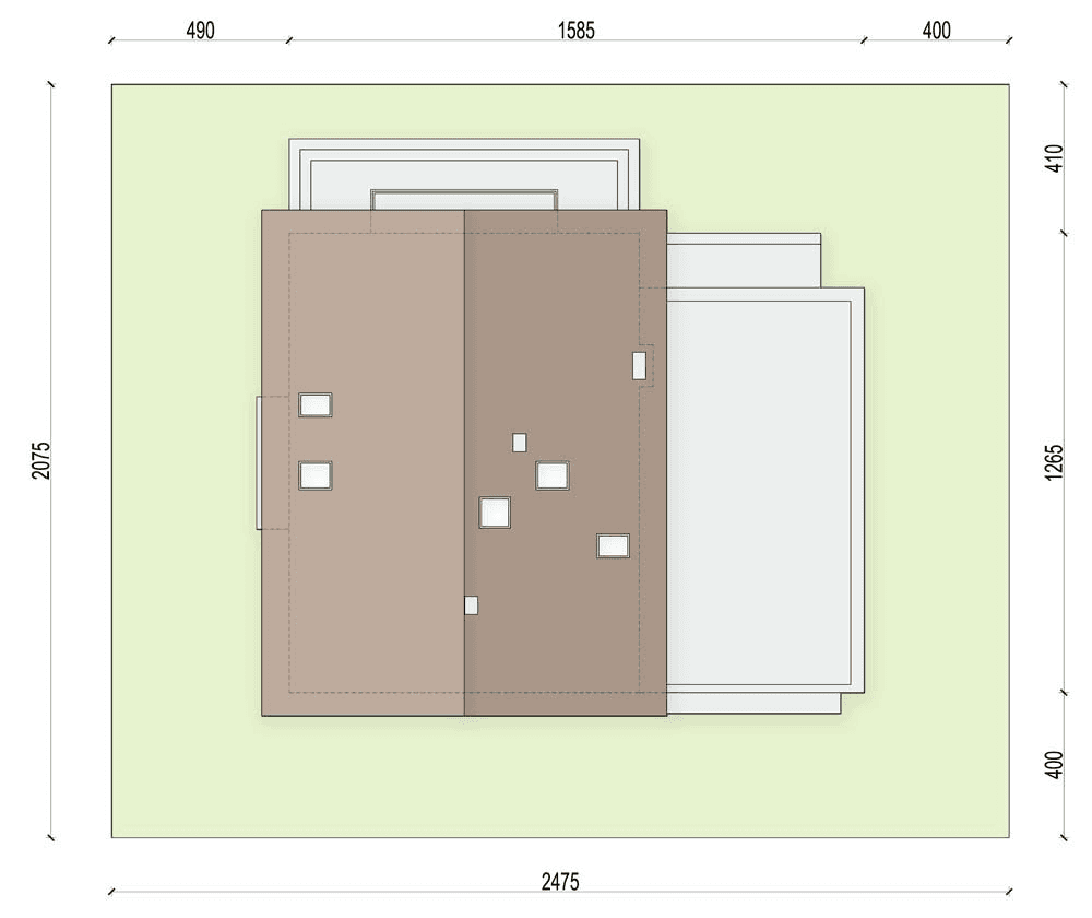 Rzut usytuowania domu jednorodzinnego Leonardo na działce