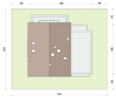 Rzut usytuowania domu jednorodzinnego Leonardo na działce
