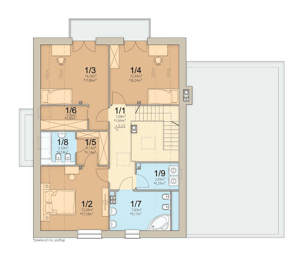 Rzut poddasza domu jednorodzinnego Leonardo