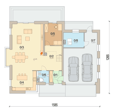 Rzut parteru domu jednorodzinnego Leonardo