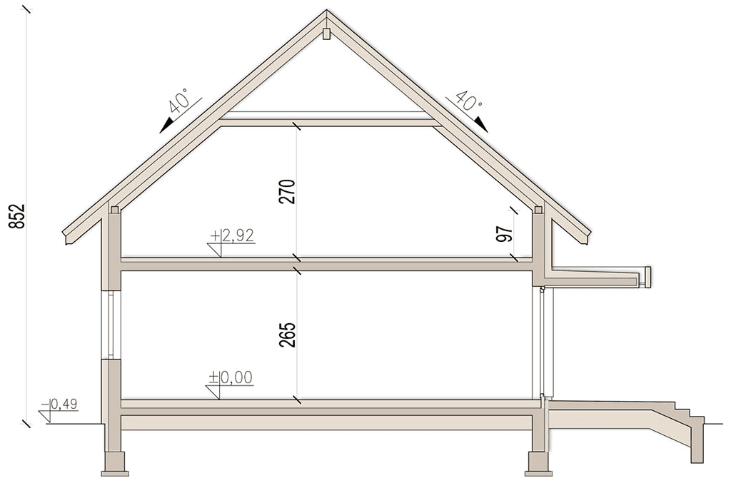 przekrój domu jednorodzinnego Liberica s2