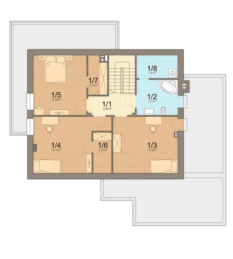 rzut poddasza domu jednorodzinnego Liberica s2