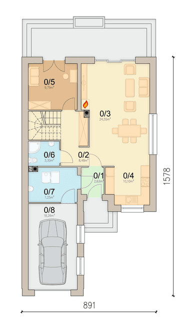 Rzut parteru domu jednorodzinnego Lungo 2