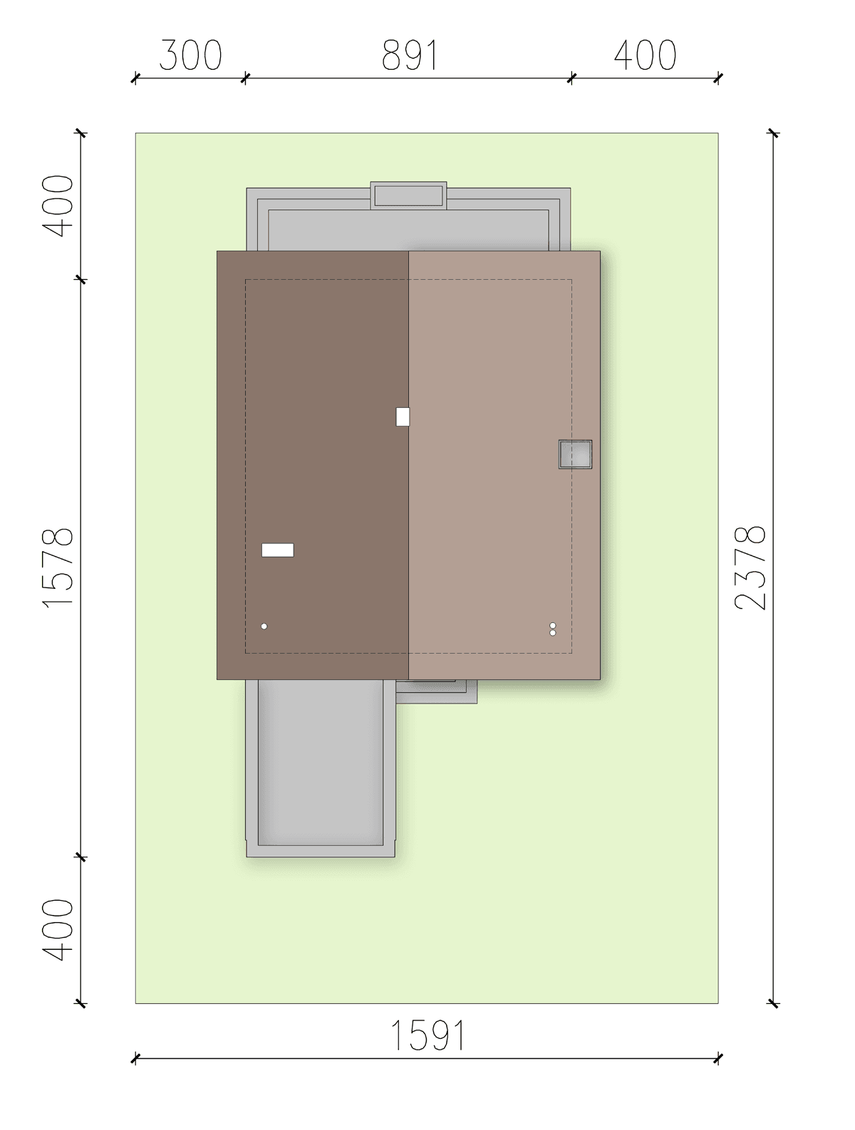 Rzut usytuowania domu jednorodzinnego Lungo 2 na działce