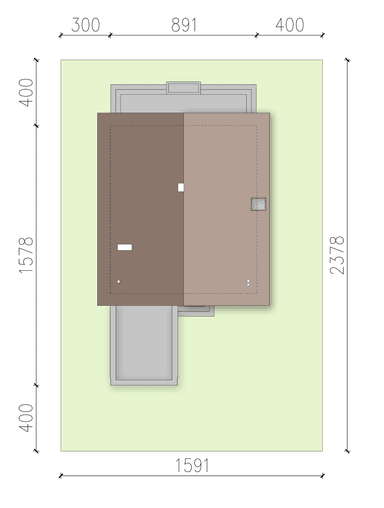 Rzut usytuowania domu jednorodzinnego Lungo 2 na działce