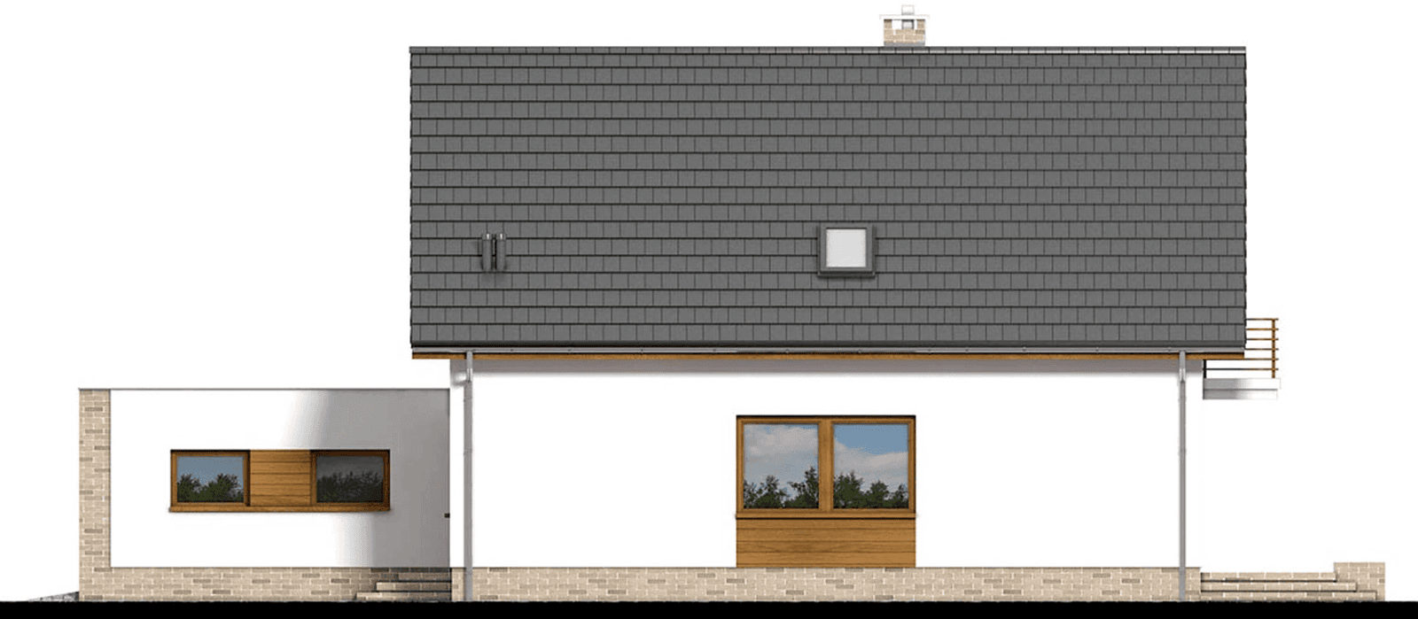 elewacja prawa domu jednorodzinnego Lungo