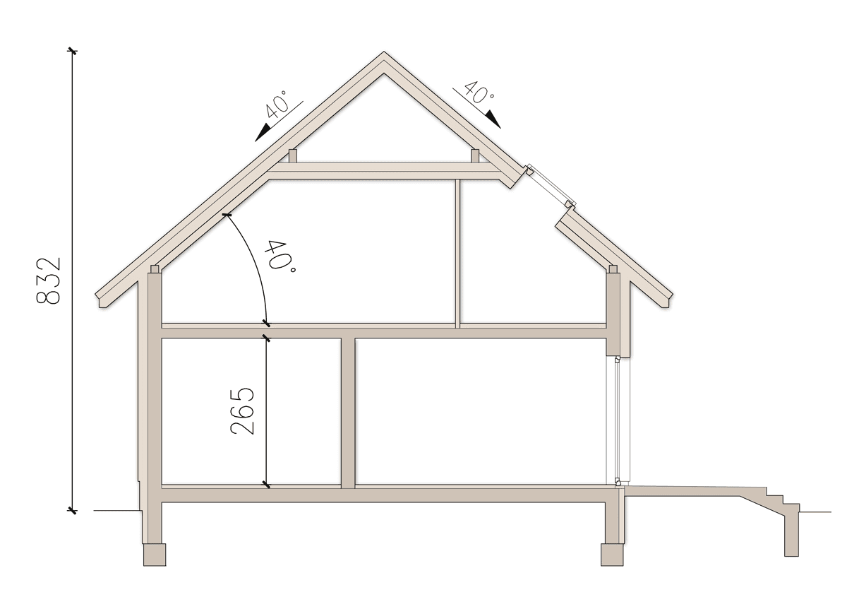 przekrój domu jednorodzinnego Lungo